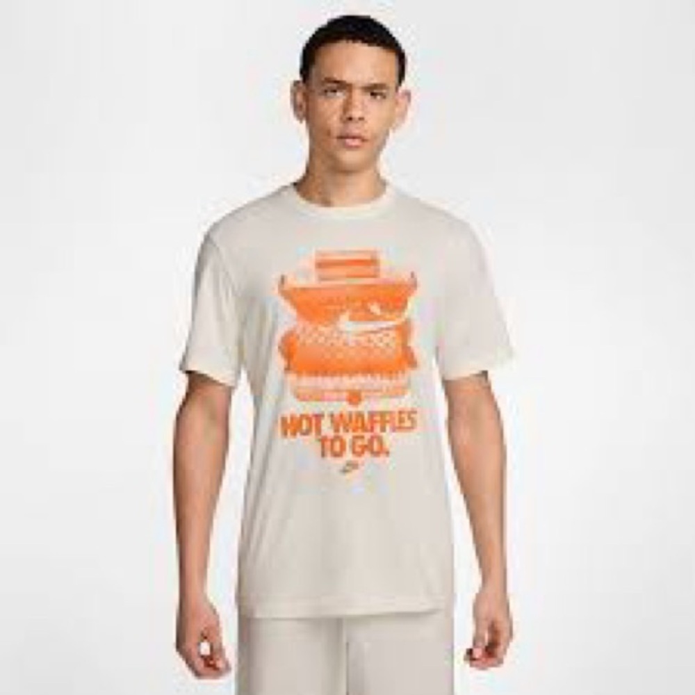 Nike White Tee with Orange Waffle Design